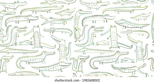 Crocodile Cute Characters. Childish Style. Seamless Pattern for your design