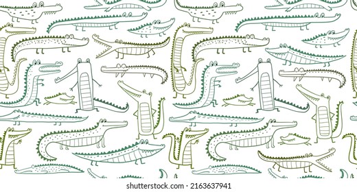 Crocodile Cute Characters. Childish Style. Seamless Pattern for your design