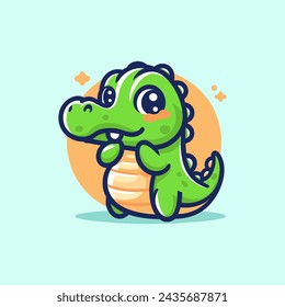 Crocodile Cute Mascot Logo Illustration Chibi Kawaii is awesome logo, mascot or illustration for your product, company or bussiness