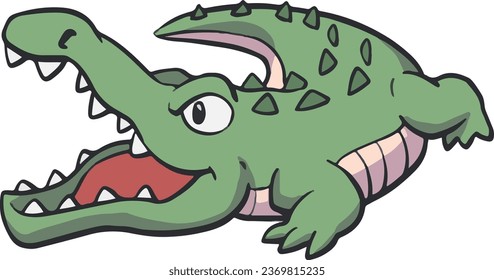 crocodile cute wild animal handrawn vector