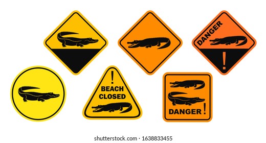 Crocodile danger sign. Abstract crocodile on white background