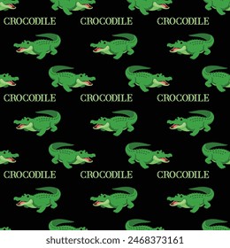 Crocodile Dark Seamless Pattern Design