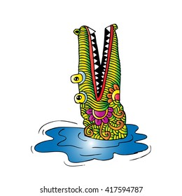 Crocodile. Decorative style.