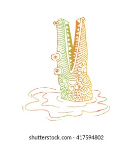 Crocodile. Decorative style.