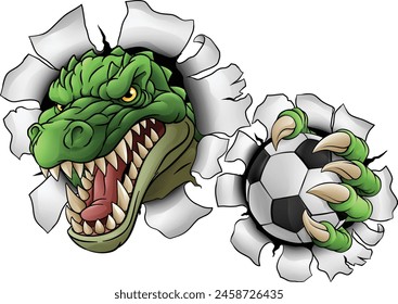 A crocodile, dinosaur or alligator lizard soccer football sports mascot 