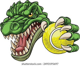 A crocodile, dinosaur or alligator lizard tennis sports mascot 