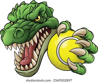 A crocodile, dinosaur or alligator lizard tennis sports mascot 