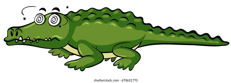 Crocodile with dizzy face illustration
