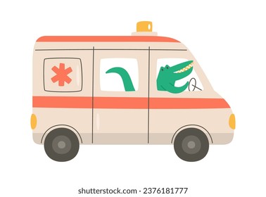 Krokodile Driving Ambulance Vektorgrafik