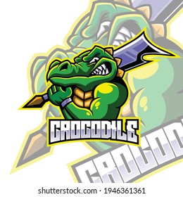 Crocodile e sport gaming logo design
