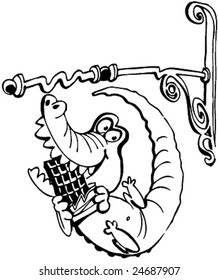 crocodile eats a chocolate bar