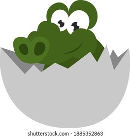 Crocodile in the egg ,illustration,vector on white background
