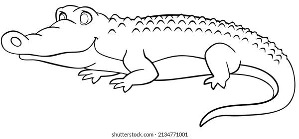 Crocodile. Element for coloring page. Cartoon style.