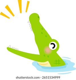 Crocodilo emergindo da água e abrindo sua boca