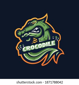 Crocodile esport gaming mascot logo template for streamer team. esport logo design with modern illustration concept style for badge, emblem and tshirt printing