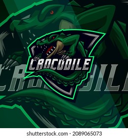 Crocodile E-sport logo design template