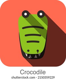 Crocodile face flat icon design. Animal icons series.