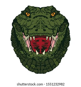 Crocodile face in retro comic style, perfect for tshirt design and hunting season logo