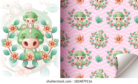 Crocodile family - cute seamless pattern. Vector eps 10