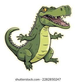 Crocodile Flat Icon Isolated On White Background