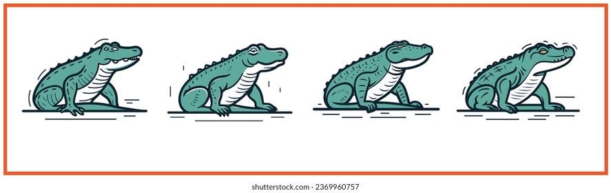 crocodile flat minimal vector logo style silhouette collection