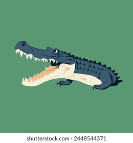 Crocodile Flat Vector Illustration Reptile, Predator, Wildlife, Animal, Icon.