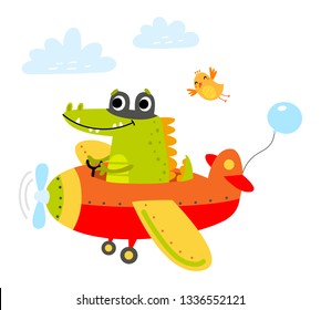 Crocodile flies on a plane