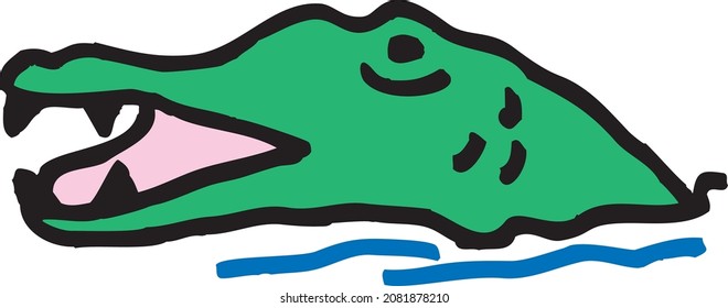 Crocodile Floating on Water Vector
