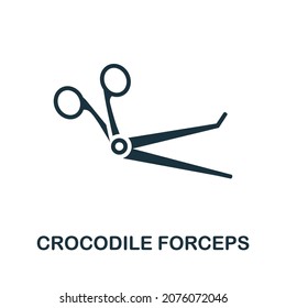 Crocodile Forceps icon. Monochrome sign from medical equipment collection. Creative Crocodile Forceps icon illustration for web design, infographics and more