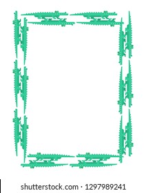 Crocodile frame. Alligator background. croc reptile vector illustration.