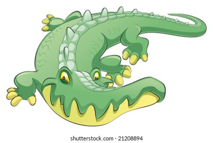 Crocodile. Funny cartoon and vector character