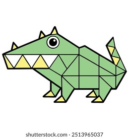 Crocodile in geometric shapes on white