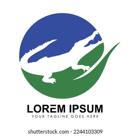 Crocodile Globe Logo vector icon  Sign illustration in white background isolated