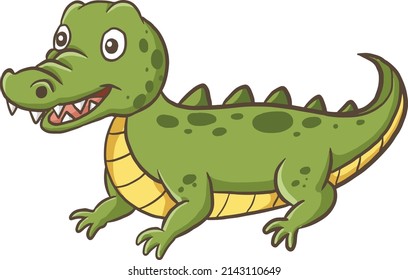 crocodile green character kawaii style cute anime cartoon drawing illustration vector doodle