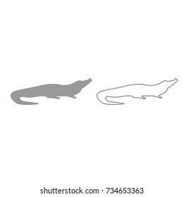 Crocodile grey set icon .