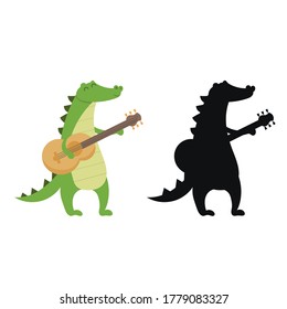
crocodile with a guitar vector