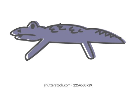 crocodile hand drawing illustration, blue cracodile illustration for kids book, concept character, vector graphic