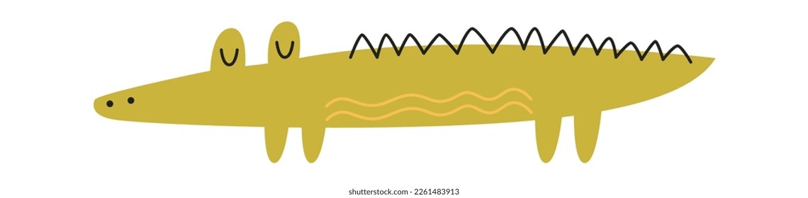 Crocodile hand drawn abstract african animal flat icon. Vector illustration