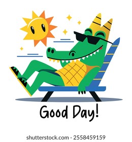 Crocodile having a good day, flat sticker 
