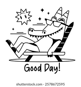 Crocodile having a good day, glyph sticker 
