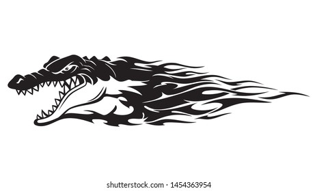 Crocodile Head Attack with, Abstract Flame Body