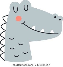 Crocodile Head Childish Vector Illustration