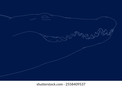 Crocodile Head contour line art, side view. Vector illustration