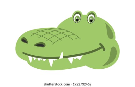 Crocodile head or face. Cute cartoon character. Vector illustration.