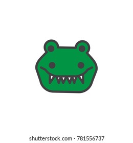 Crocodile head filled outline icon, line vector sign, linear colorful pictogram isolated on white. Alligator face symbol, logo illustration. Pixel perfect vector graphics