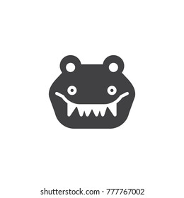 Crocodile head icon vector, filled flat sign, solid pictogram isolated on white. Alligator face symbol, logo illustration.