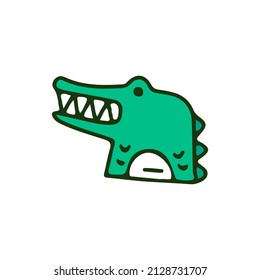 Crocodile head, illustration for t-shirt, sticker, or apparel merchandise. With doodle, retro, and cartoon style.