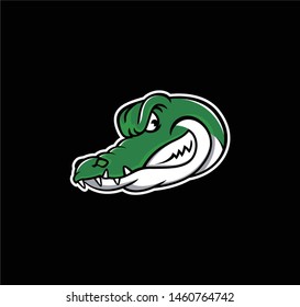 crocodile head mascot green smile logo art icon vector illustration
