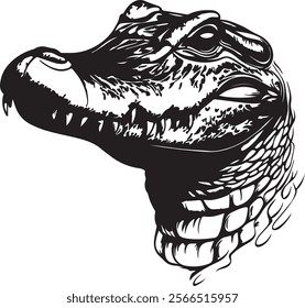 crocodile head on white background.