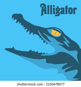 crocodile head with open mouth, close-up, logo, vector